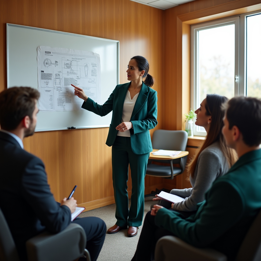 Veterinary clinic staff engaged in a focused training session around a conference table