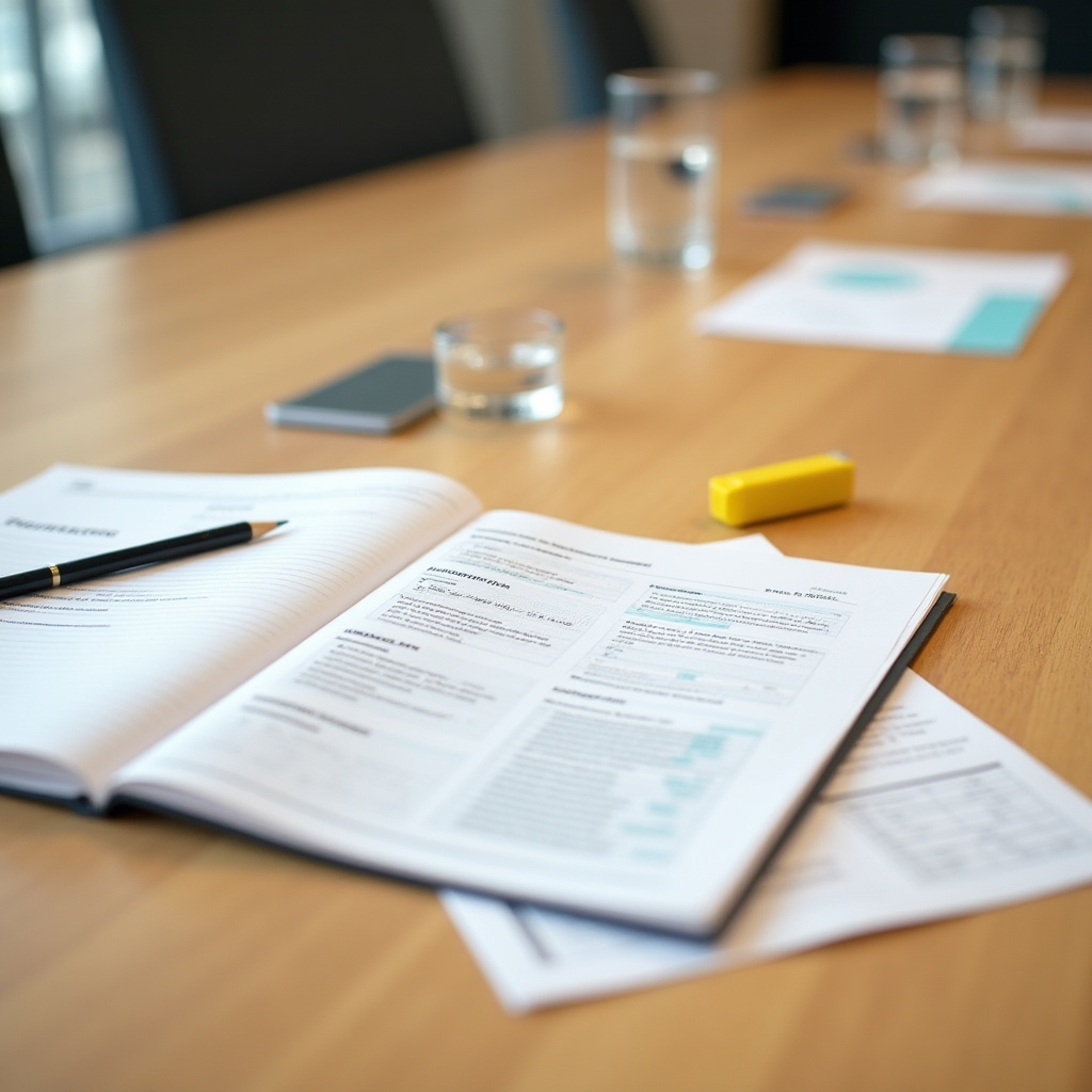 Workshop materials arranged on a table